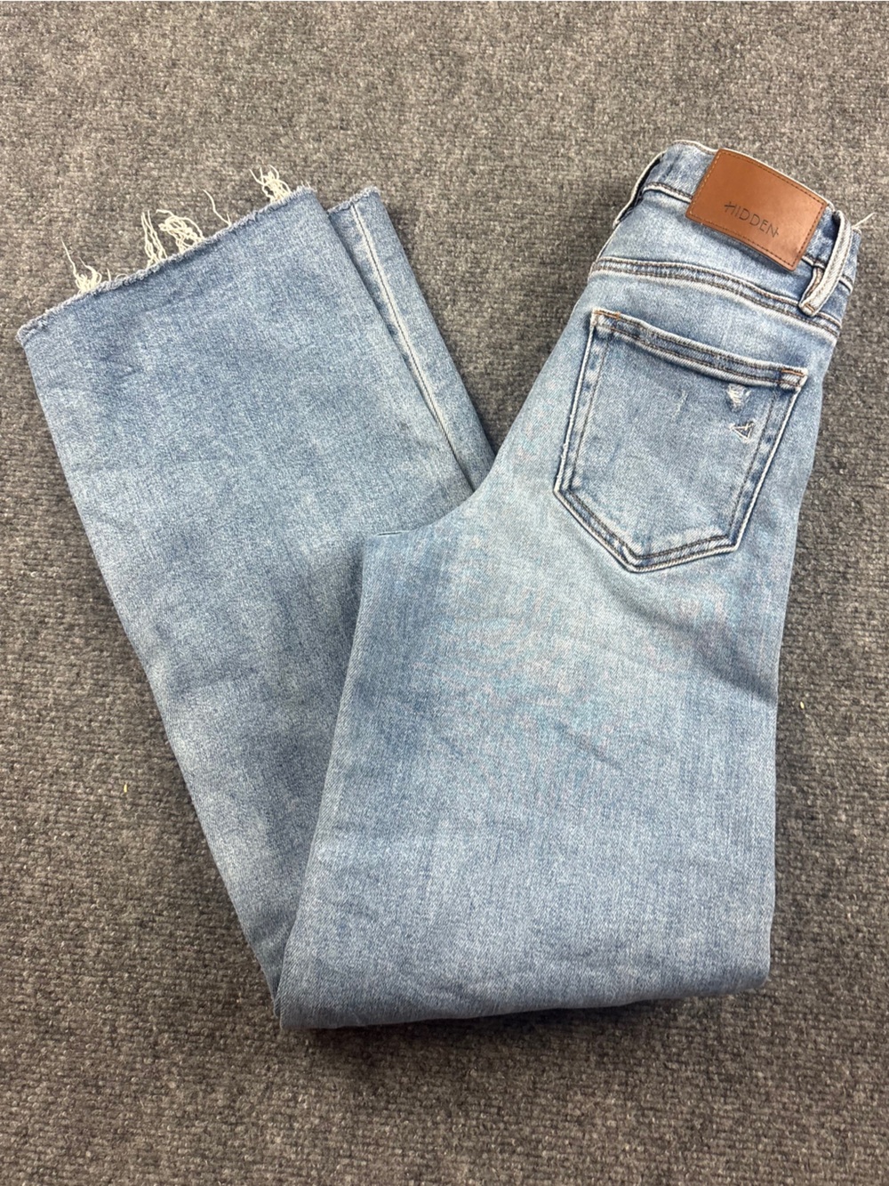 HIDDEN Women’s Denim Distressed Wide Leg High Rise Raw Hem Jeans size: 23